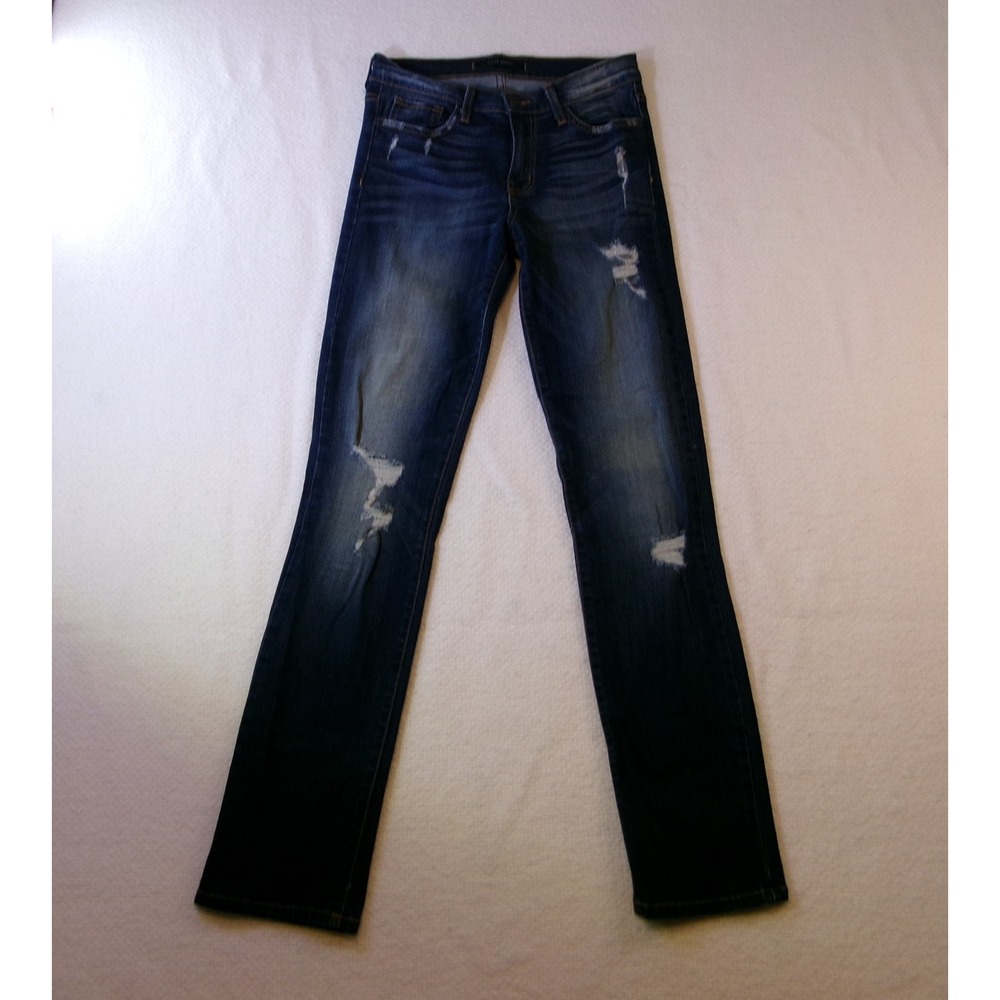 Flying Monkey Distressed Mid Rise Straight Jeans Size 27 Made in USA Blue Denim